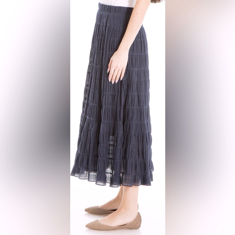 Max Studio NWT Cobalt Cotton Textured Knit Midi Skirt Size Large W16-21” - Picture 4 of 9